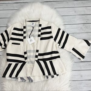 Anthropologie dRA Cream and Black Bell Sleeve Jacket